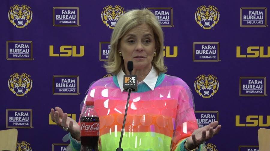 LSU Coach Kim Mulkey leads her team to a triumphant victory against